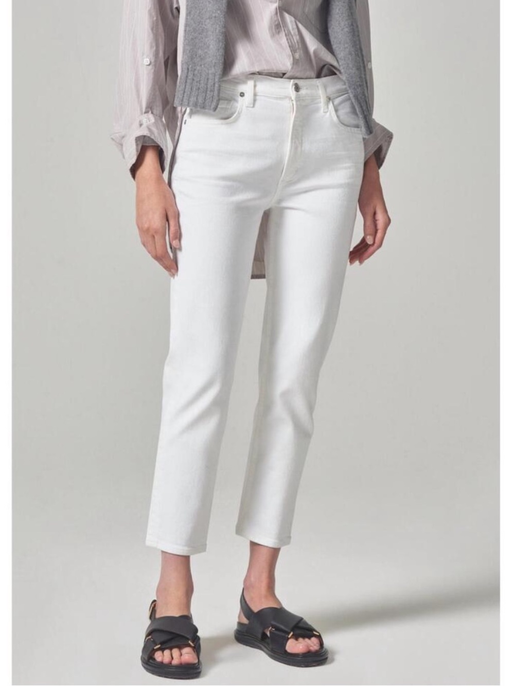 CITIZENS OF HUMANITY Isola Straight Crop  Jean Wildflower White Size 26